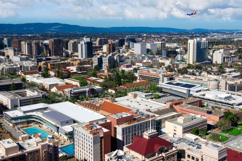 Aerial view of SJSU.