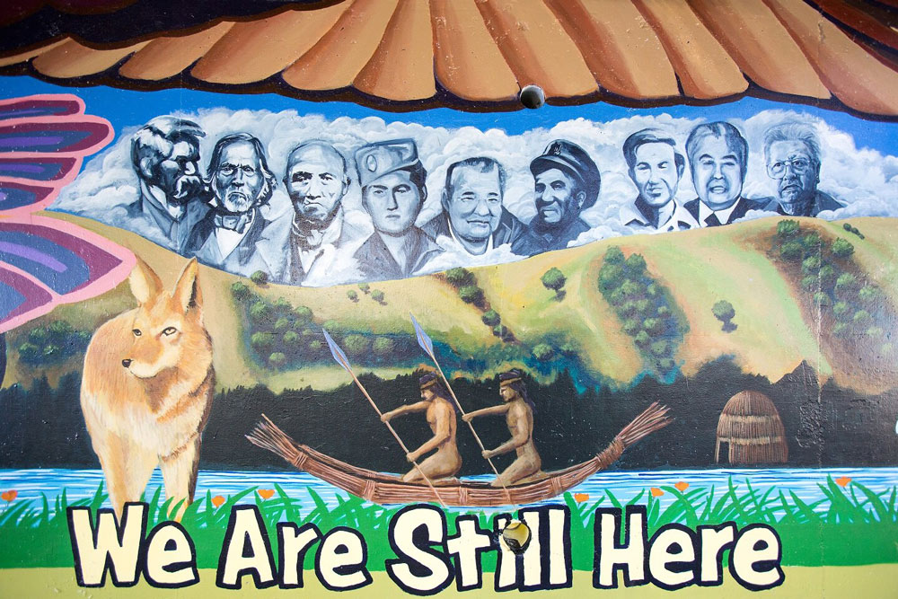 Closeup of the mural showing past ancestors.