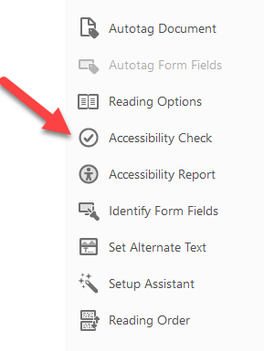 Accessibility Check Adobe Acrobat interface