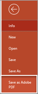 Save as Adobe PDF menu item