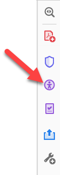 Adobe Acrobat DC Accessibility icon menu item