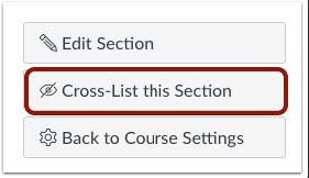 Canvas Cross-List This Section button