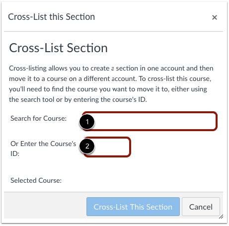 Canvas Cross-List Section search