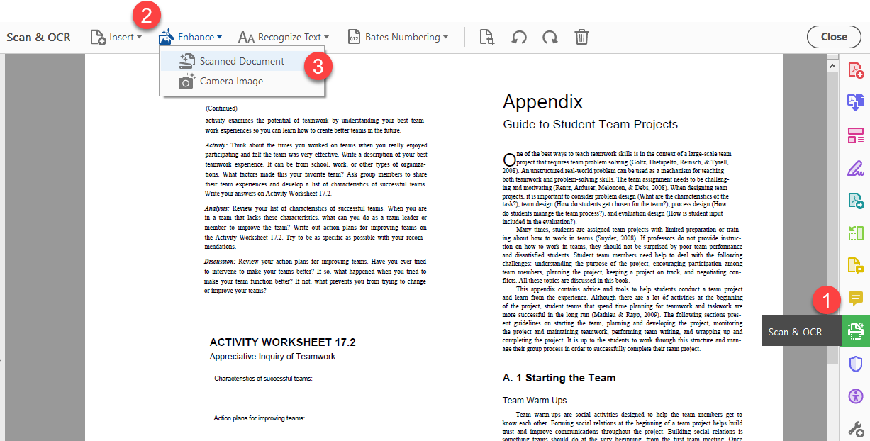 Adobe Acrobat DC Scan and OCR and enhance the scanned PDF