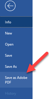 Save as Adobe PDF button