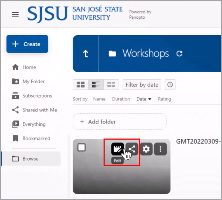 Edit video button in Panopto