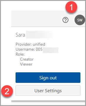 User settings interface in Panopto