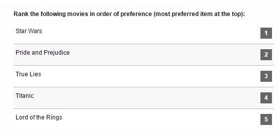 Rank order questions