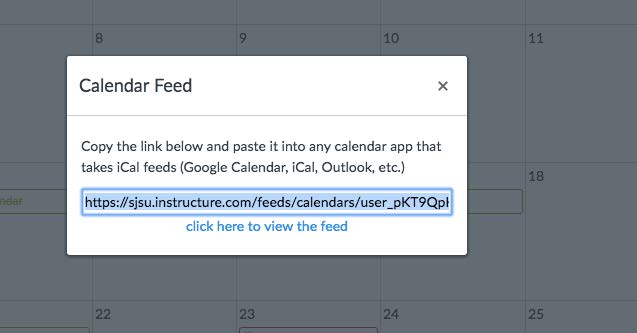 Canvas calendar feed link