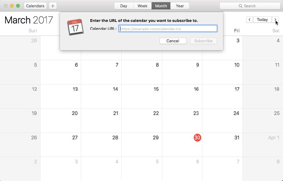 Add Canvas calendar by URL screenshot