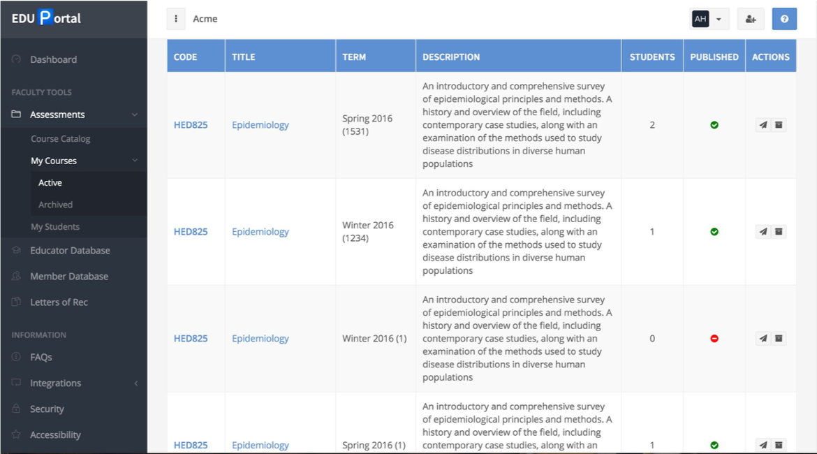 Portfolium My Courses