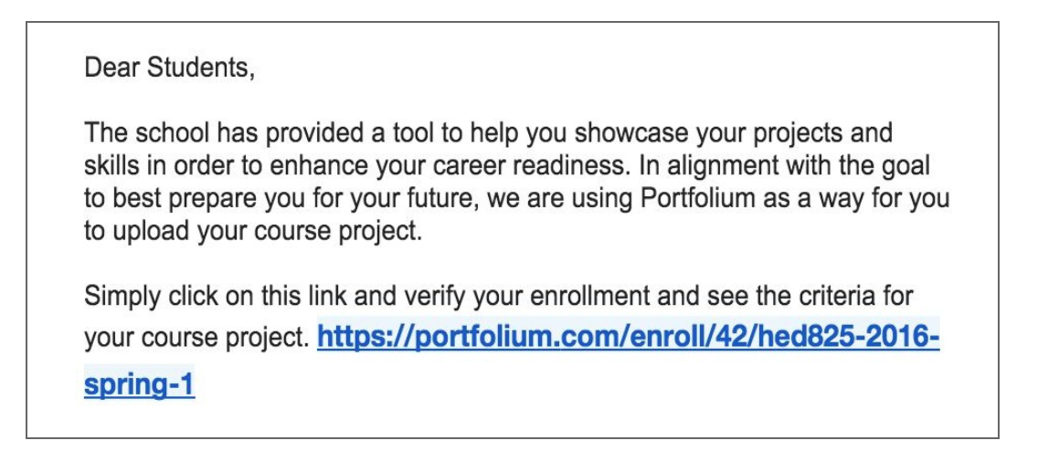 Inviting students to your Portfolium course