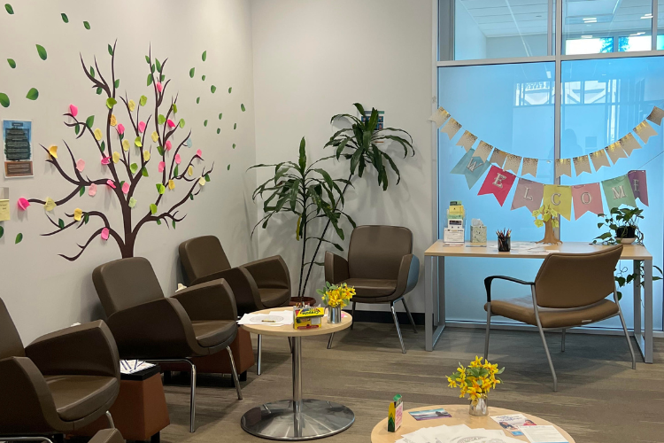 Counseling & Psychological Services waiting room at the Student Wellness Center